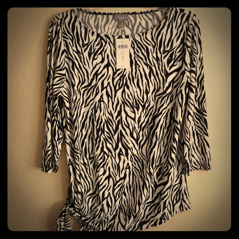Chico’s Zebra Sierra stretch 3/4 sleeved top